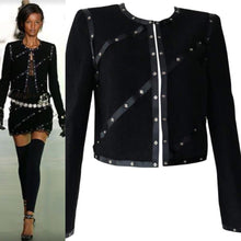Load image into Gallery viewer, Chanel 2003 Fall 03A black Cropped Boucle Tweed Jacket FR 48 US 10/12