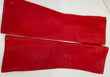 Load image into Gallery viewer, Chanel Fingerless Lambskin Leather Long Red Gloves Size 7.5