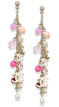 Load image into Gallery viewer, Chanel 19S 2019 long pierced CC pink bead Pearl dangle earrings