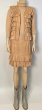 Load image into Gallery viewer, Vintage Chanel 01A, 2001 Fall Ruffle Beige Tan Leather Skirt Vest Dress Suit Set FR 36 US 4/6
