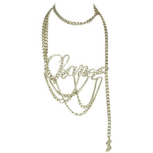 Load image into Gallery viewer, Rare 06C, 2006 Cruise Chanel cursive letters multi strand silver tone belt necklace 38” long
