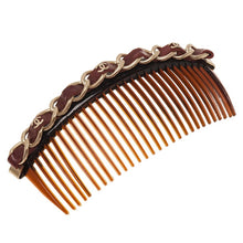 Load image into Gallery viewer, Chanel 2013 Bordeaux Burgundy Leather Hair Decorative  Accessory Comb Barrette Gold CC Logos