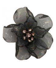 Load image into Gallery viewer, Chanel 98A Vintage Opaque gray blue crystal Camellia Glass Brooch Pin Necklace Pendent