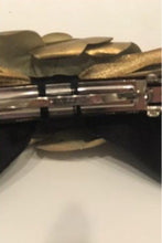 Load image into Gallery viewer, Chanel 12P, 2012 Spring Black Gold Camellia Flower Barrette Hair Accessory Clip