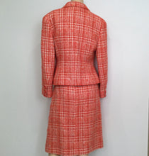 Load image into Gallery viewer, 97P, 1997 Spring Chanel Boutique Vintage Orange Plaid Tweed Blazer Dress Jacket US 8