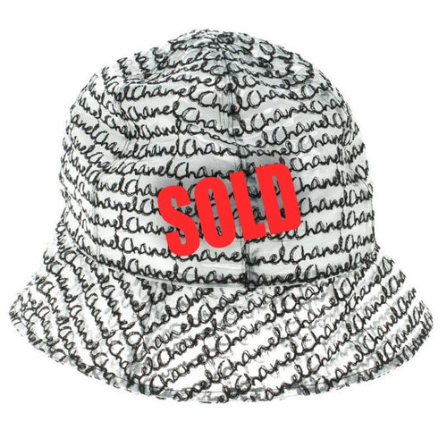NWT New with Tags Chanel 15S waterproof cloche black white bucket rain Hat Sz Medium
