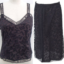 Load image into Gallery viewer, Rare! Chanel Vintage 98A Fall Logo Black Lace Tank top Blouse Camisole Skirt Set FR 38 US 4