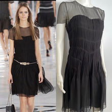 Load image into Gallery viewer, Chanel 05A 2005 Fall Black Silk pleated Dress FR 38 US 4/6