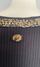 Load image into Gallery viewer, NWT Chanel 10P, 2010 Spring black gold trim chain dress FR 38