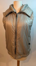 Load image into Gallery viewer, Chanel Silver Grey Zip Up Hooded Puffer Vest FR 42
