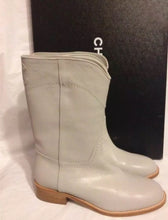 Load image into Gallery viewer, NIB New in Box Chanel 13C light grey cowboy riding boots EU 39.5
