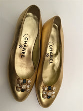 Load image into Gallery viewer, Vintage Chanel Metallic Gold Gripoix beaded Ballet Ballerina Flats Shoes EU 36 US 5/5.5