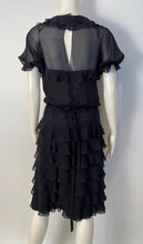 Load image into Gallery viewer, Chanel 01P 2001 Spring Navy Blue Silk Chiffon Ruffle short sleeve dress FR 38 US 4