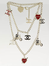 Load image into Gallery viewer, Chanel 10P 2010 Spring Coco Motorcycle Hearts Gold Chain Link Layered Belt/Necklace