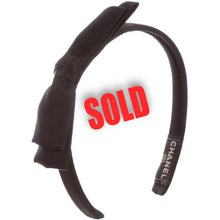 Load image into Gallery viewer, Chanel Black Satin Bow HeadBand Hair Accessory