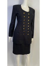 Load image into Gallery viewer, Rare Amazing 22 Buttons 1990 Vintage Chanel Black Linen Skirt Suit FR 38
