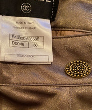 Load image into Gallery viewer, Chanel 12A, 2012 Paris Bombay Fall Stretchy Gold Metallic Pants Leggings FR 38 US 4/6