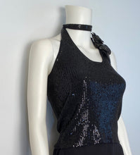 Load image into Gallery viewer, Chanel 08C 2008 Cruise Camellia black sequin top halter blouse FR 36