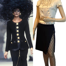 Load image into Gallery viewer, Chanel Vintage 95P, 1995 Spring Dark Navy side zippers Skirt FR 40 US 6