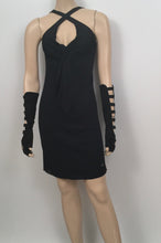 Load image into Gallery viewer, Rare! Chanel Long Fingerless Black Suede leather 08, 2008 Gold CC Logos Caged Gloves Sz 7.5