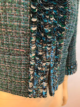 Load image into Gallery viewer, Chanel 12A 2012 Fall Tweed Sequin Green Jacket FR 34 US 2