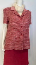Load image into Gallery viewer, Vintage Chanel 02P, 2002 Spring Pink/Red Short Sleeve Tweed Jacket FR 42