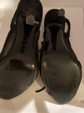 Load image into Gallery viewer, Chanel 10C 2010 Cruise Resort black velvet lace up peep toe mesh bootie sandal heels EU 38