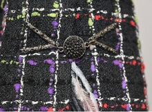 Load image into Gallery viewer, Chanel 11P, 2011 Spring Black Multicolor Tweed Ostrich Feather Trim Blazer Dress Cardigan Jacket FR 38 US 4/6
