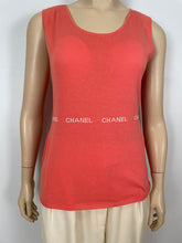 Load image into Gallery viewer, Chanel 04P, 2004 Spring Salmon/Orange Sleeveless sweater “Chanel&quot; 8 times in design FR 42 US 8