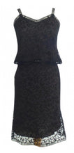 Load image into Gallery viewer, Rare! Chanel Vintage 98A Fall Logo Black Lace Tank top Blouse Camisole Skirt Set FR 38 US 4