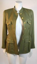 Load image into Gallery viewer, 96A, 1996 Fall Vintage Chanel Rare Military Olive Green Belted Jacket Pant Suit Set FR 36