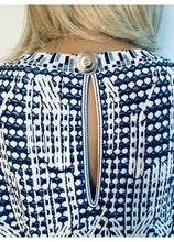 Load image into Gallery viewer, Chanel 14P 2014 Spring Navy Blue White Geometric Sheath Dress FR 40 US 6/8