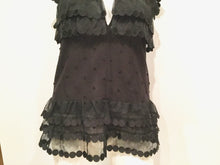 Load image into Gallery viewer, Chanel 04P 2004 Spring Black Sheer Lace Pearl Top Blouse lace, pearls,rufflesUS 6