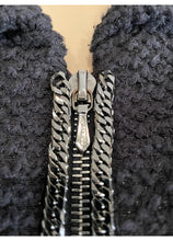 Load image into Gallery viewer, Rare Chanel Black Tweed Textured Skirt Suit w Chains/Zippers FR 44 US 8/10