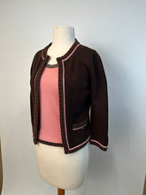 Load image into Gallery viewer, Chanel 05A 2005 Fall Cashmere Pink Brown Camisole Blouse Cardigan Twinset FR 34 US 2/4