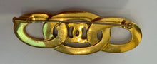 Load image into Gallery viewer, 93C Vintage Chanel white black gold CC ceramic enamel pin brooch