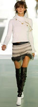 Load image into Gallery viewer, Rare New with Tags Chanel 03A 2003 Fall Beige Brown Pearl Feather Trim Mini Skirt  FR 38