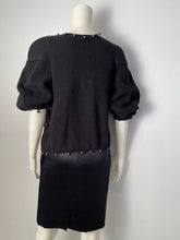 Load image into Gallery viewer, Chanel 09P 2009 Spring black CC logo knit silk cardigan with grey pearls FR 36 US 4