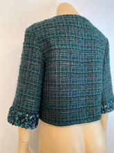 Load image into Gallery viewer, Chanel 12A 2012 Fall Tweed Sequin Green Jacket FR 34 US 2