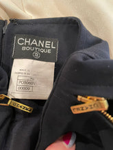 Load image into Gallery viewer, Chanel Vintage 95P, 1995 Spring Dark Navy side zippers Skirt FR 40 US 6
