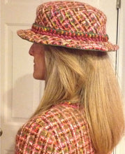 Load image into Gallery viewer, Vintage Chanel pink green multicolor wool tweed hat size 57