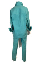 Load image into Gallery viewer, 92P, 1992 Spring Chanel Green Denim 2 piece Jacket Pant Suit Oversized FR 34 US 4/6/8
