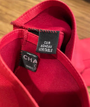 Load image into Gallery viewer, Chanel Fingerless Lambskin Leather Long Red Gloves Size 7.5