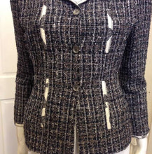 Load image into Gallery viewer, Chanel 2006 Spring, 06P Cotton tweed brown black white Blazer camellia jacket US 10/12