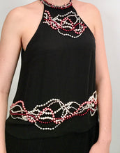 Load image into Gallery viewer, RARE Chanel 02C 2002 Cruise open back sleeveless Top Blouse Embellished with yards of pearls in various colors FR 40 US 4/6