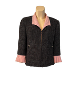 Load image into Gallery viewer, Chanel 12S 2012 Summer Black Metallic Tweed Pink Jacket FR 44 US 8/10