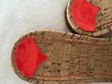 Load image into Gallery viewer, Chanel Stripe denim Summer Slides Orange CC Cork Sandals EU 39.5 US 8.5/9