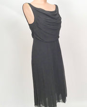 Load image into Gallery viewer, Vintage Chanel 00S, 2000 Spring Summer Black Draped Pleated Chiffon Silk Dress FR 38 US 4