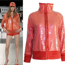 Load image into Gallery viewer, Chanel 2008 Cruise 08C Salmon Coral Orange Sequin Terry Cloth Bomber Jacket FR 40