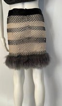 Load image into Gallery viewer, Rare New with Tags Chanel 03A 2003 Fall Beige Brown Pearl Feather Trim Mini Skirt  FR 38
